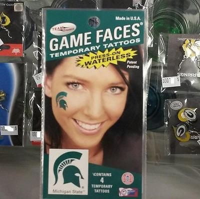 NCAA Michigan State Spartans Game Faces- Waterless 4 Piece Tattoos