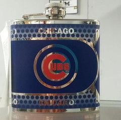 MLB Chicago Cubs 6oz Stainless Steel Flask with 360 Wrap - Hockey Cards Plus LLC
