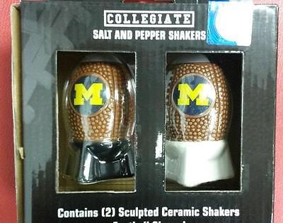 NCAA Michigan Wolverines Sculpted Ceramic Football Salt and Pepper Shakers