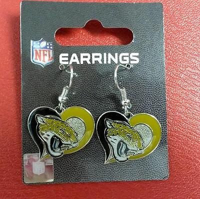 NFL Jacksonville Jaguars Silver Swirl Heart Dangle Earrings