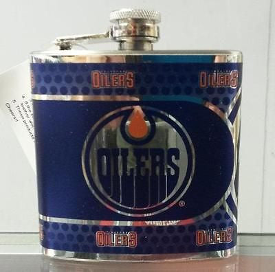 NHL Edmonton Oilers 6 oz Hip Flask with Hi-Def Metallic Wrap