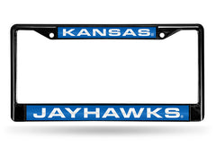 NCAA Kansas Jayhawks Black Laser Cut Chrome License Plate Frame