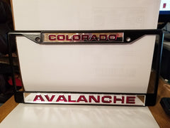 NHL Colorado Avalanche Black Laser Cut Chrome License Plate Frame
