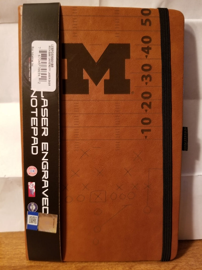 NCAA Michigan Wolverines Laser Engraved Leather Notebook - Brown