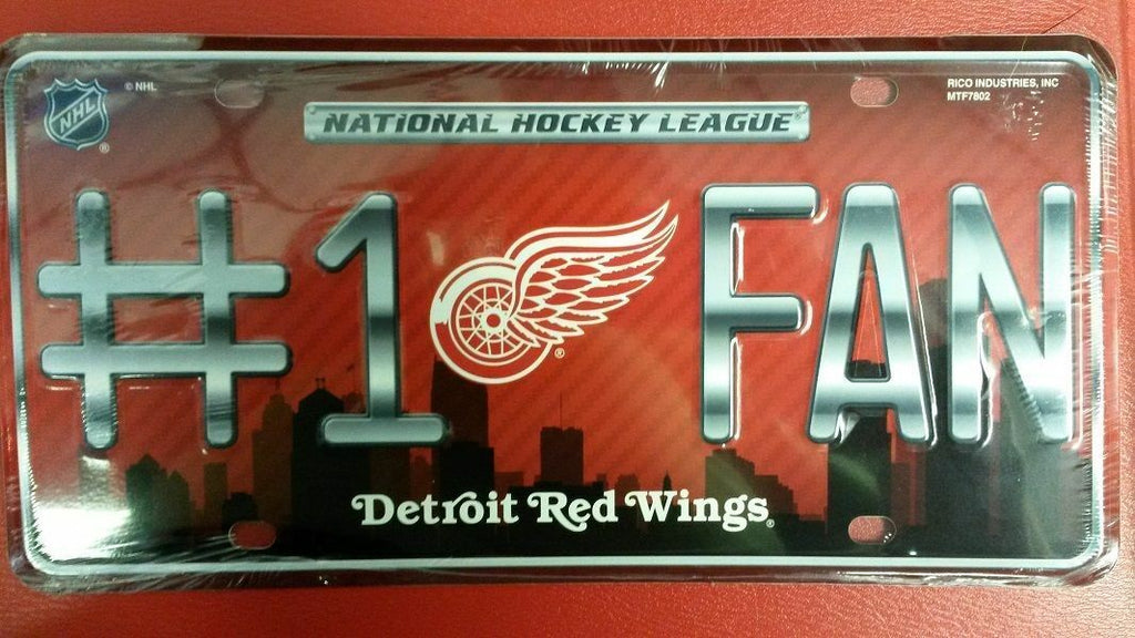 NHL Detroit Red Wings Metal #1 Fan License Plate