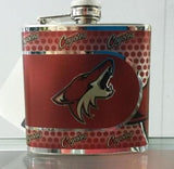 NHL Arizona Coyotes 6 oz Stainless Steel Hip Flask with 360 Wrap - Hockey Cards Plus LLC
 - 1