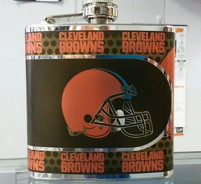 NFL Cleveland Browns 6oz Hip Flask with Hi-Def Metallic Wrap