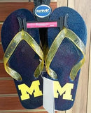 NCAA Michigan Wolverines Women's Glitter Thong Flip Flop - Hockey Cards Plus LLC
 - 1