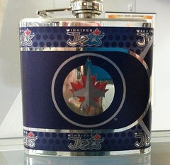 NHL Winnipeg Jets 6 oz Hip Flask with 360 Wrap - Hockey Cards Plus LLC
 - 1