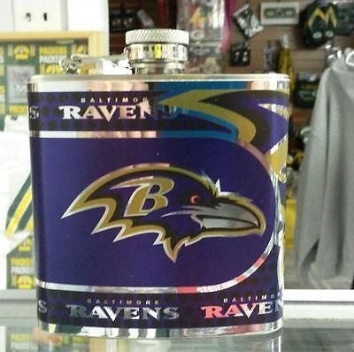 NFL Baltimore Ravens 6oz Hip Flask with Hi-Def Metallic Wrap
