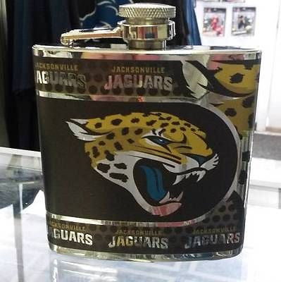 NFL Jacksonville Jaguars 6oz Stainless Steel Flask with Hi-Def Metallic Wrap - Hockey Cards Plus LLC
 - 1