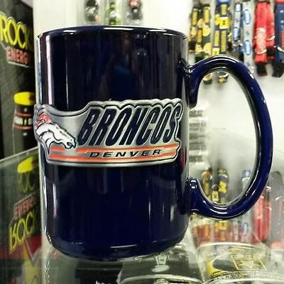 NFL Denver Broncos 15oz Ceramic Blue Coffee Mug with Logo and Team Name - Hockey Cards Plus LLC

