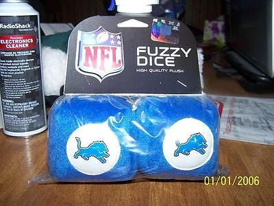NFL Detroit Lions 3"  Fuzzy  Dice - Hockey Cards Plus LLC
