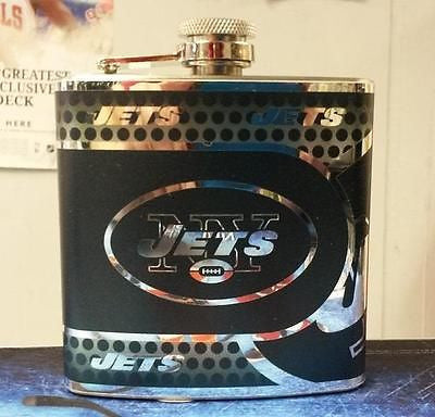 NFL New York Jets 6oz Hip Flask with Hi-Def Metallic Wrap
