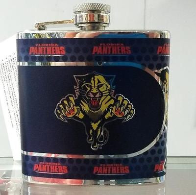 NHL Florida Panthers 6 oz Stainless Steel Hip Flask with 360 Wrap - Hockey Cards Plus LLC
 - 1