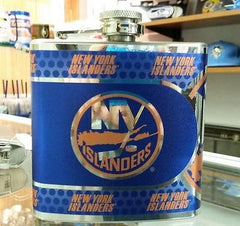 NHL New York Islanders 6 oz Hip Flask with 360 Wrap - Hockey Cards Plus LLC
 - 1