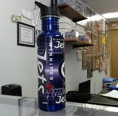 NHL Winnipeg Jets 26 oz. Blue Stainless Steel Water Bottle with 360 Wrap - Hockey Cards Plus LLC
