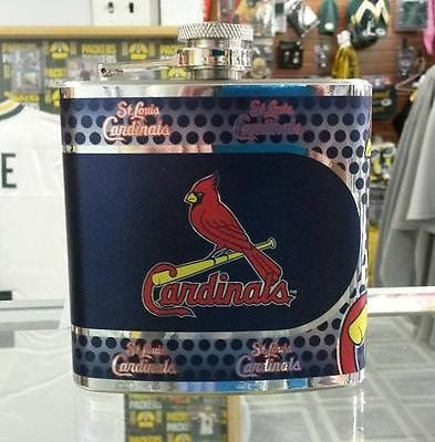 MLB St. Louis Cardinals 6oz Stainless Steel Flask with 360 Wrap - Hockey Cards Plus LLC

