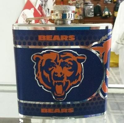 NFL Chicago Bears 6oz Hip Flask with Hi-Def Metallic Wrap