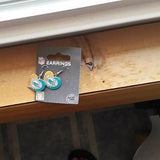 NFL Miami Dolphins Silver Swirl Heart Dangle Earrings - Hockey Cards Plus LLC
