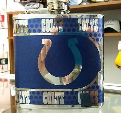 NFL Indianapolis Colts 6oz Hip Flask with Hi-Def Metallic Wrap