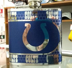 NFL Indianapolis Colts 6oz Stainless Steel Flask with 360 Wrap - Hockey Cards Plus LLC
 - 1