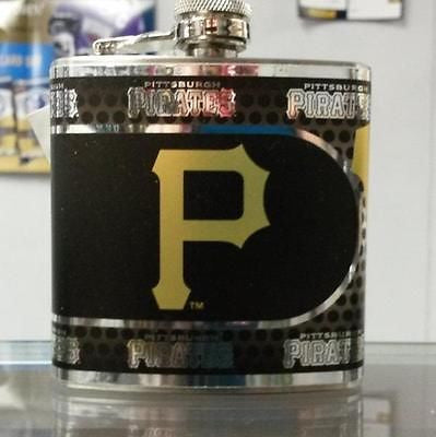 MLB Pittsburgh Pirates 6oz Hip Flask with Hi-Def Metallic Wrap