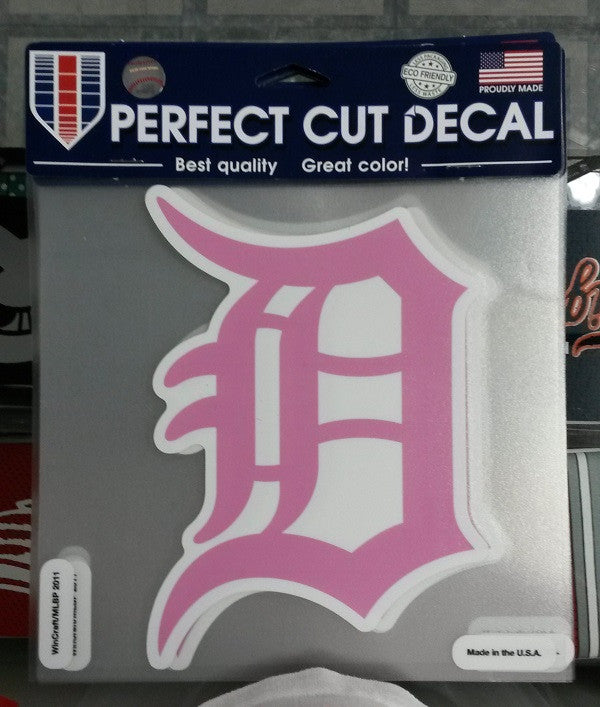 MLB Detroit Tigers Pink BCA Perfect Cut Color Decal 8" X 8"