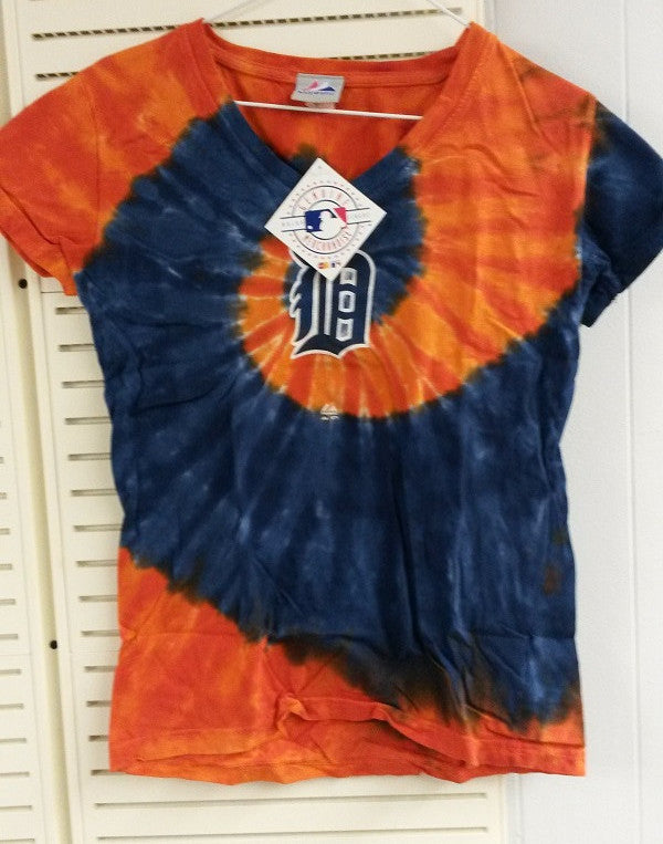 MLB Detroit Tigers Spiral V Tie-Dye Women's Junior T-Shirt