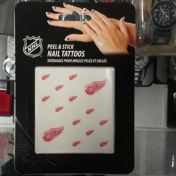 NHL Detroit Red Wings Face & Fingernail Tattoos