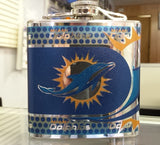 NFL Miami Dolphins 6oz Hip Flask with Hi-Def Metallic Wrap