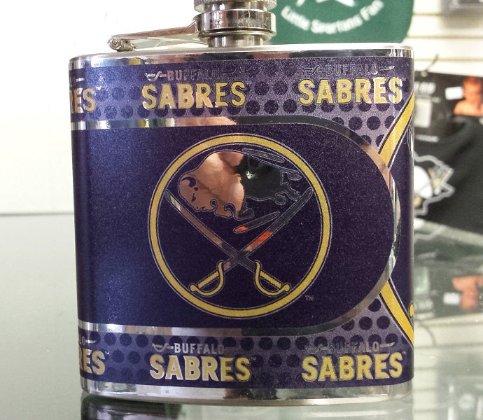 NHL Buffalo Sabres 6 oz Hip Flask with Hi-Def Metallic Wrap