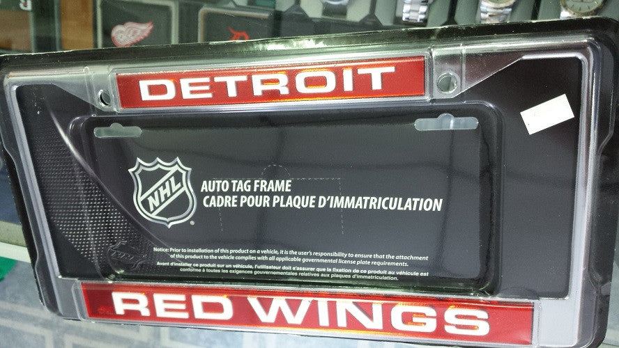 NHL Detroit Red Wings Red / White Laser Chrome License Plate Frame