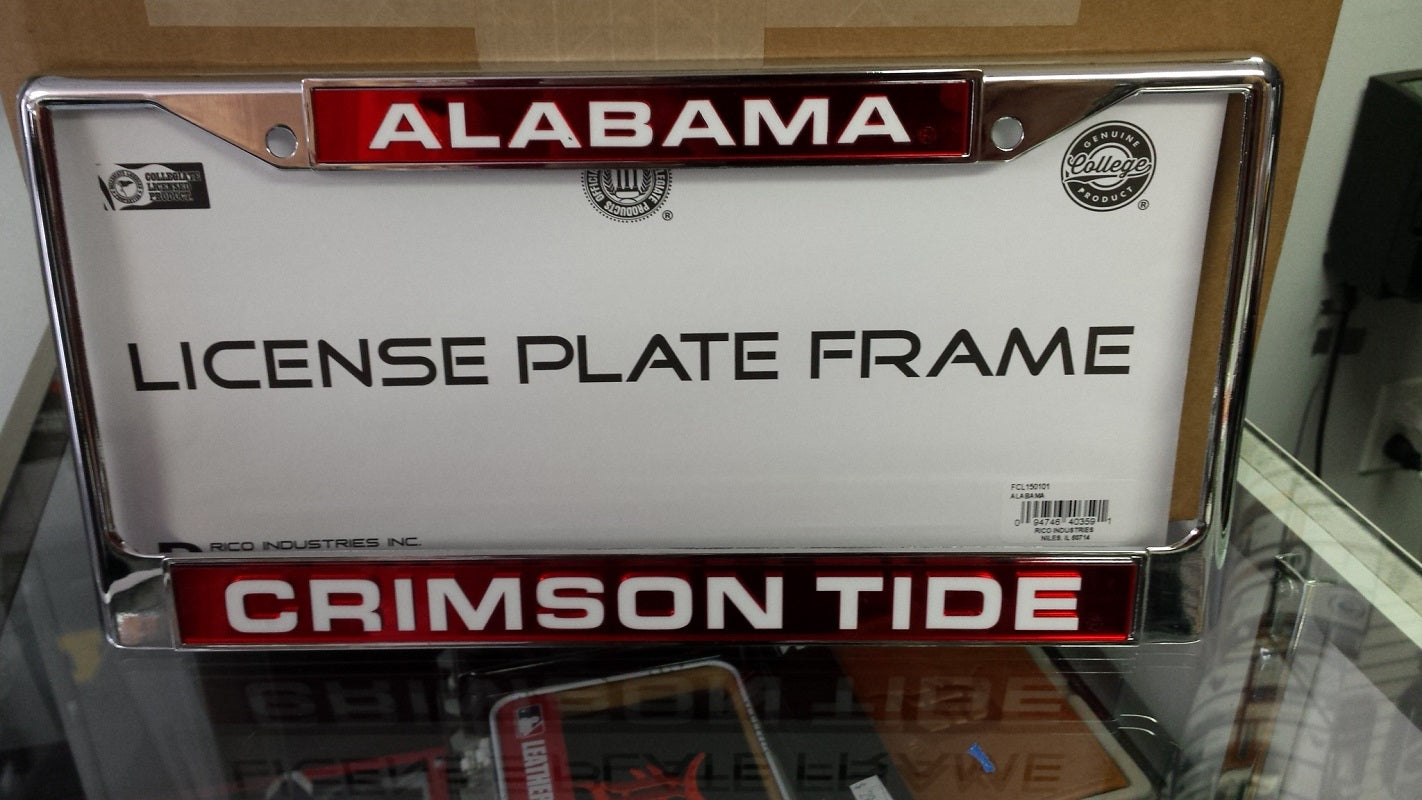 NCAA Alabama Crimson Tide Red / White Laser Chrome License Plate Frame