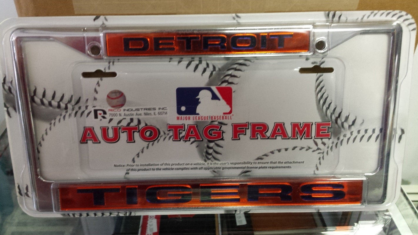MLB Detroit Tigers Orange / Blue Laser Chrome License Plate Frame