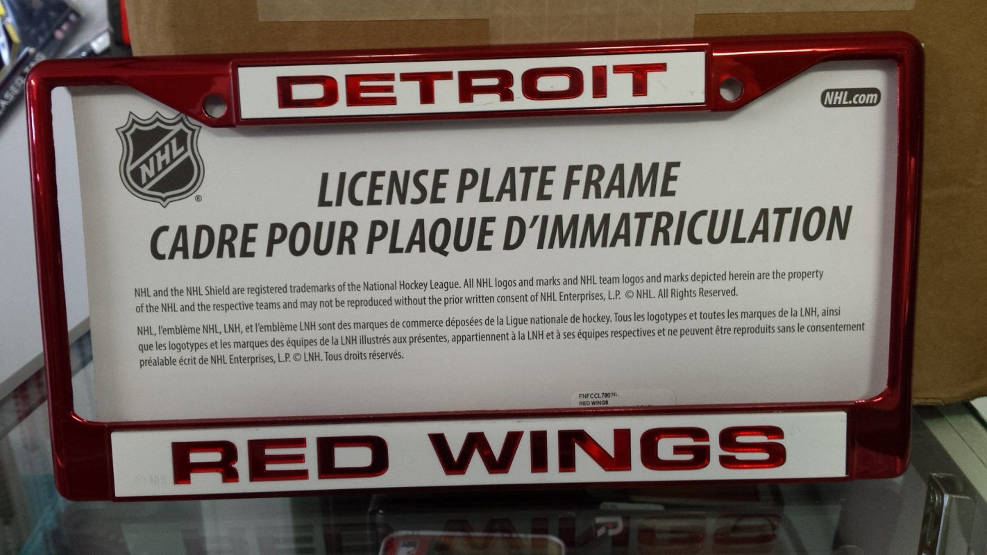 NHL Detroit Red Wings Red Laser Cut Chrome License Plate Frame