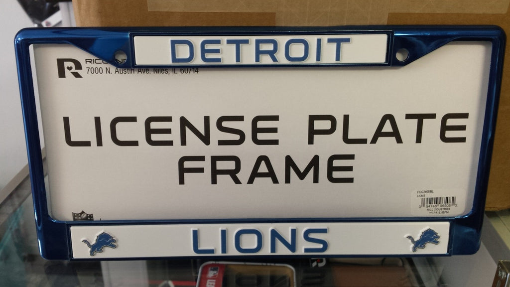 NFL Detroit Lions Blue Colored Chrome License Plate Frame