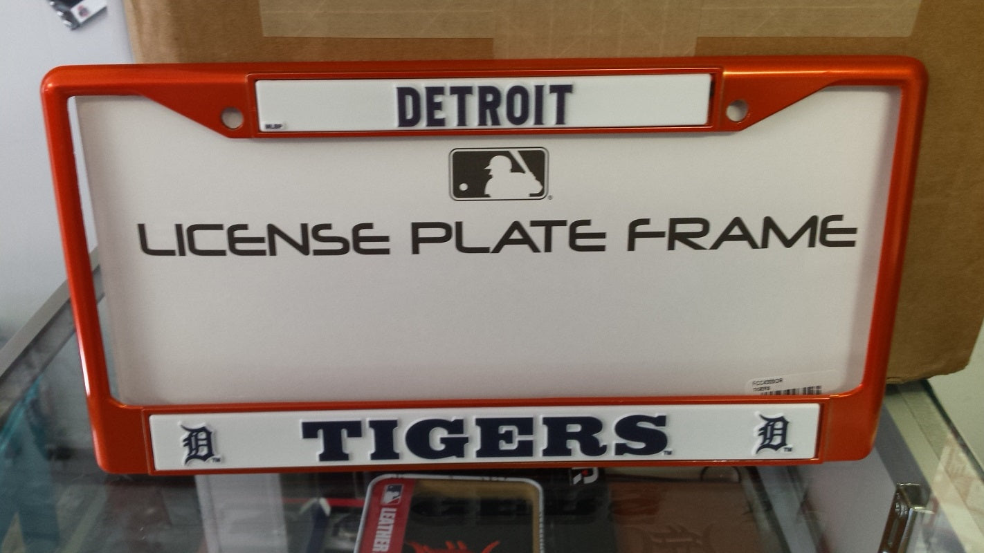MLB Detroit Tigers Orange Colored Chrome License Plate Frame
