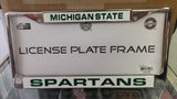 NCAA Michigan State Spartans White / Green Laser Chrome License Plate Frame