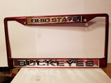 NCAA Ohio State Buckeyes Red Laser Cut Chrome License Plate Frame