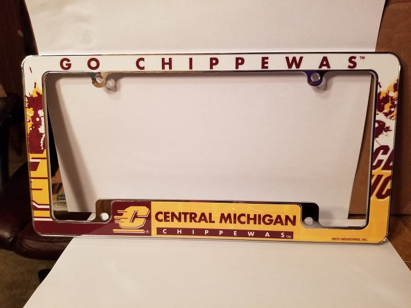 NCAA Central Michigan Chippewas All Over Chrome License Plate Frame