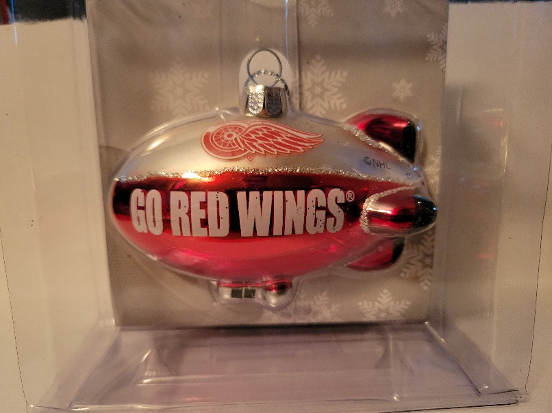 NHL Detroit Red Wings Blown Glass Blimp Ornament