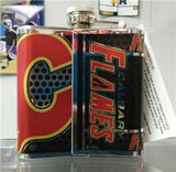 NHL Calgary Flames 6 oz Hip Flask with 360 Wrap - Hockey Cards Plus LLC
 - 2