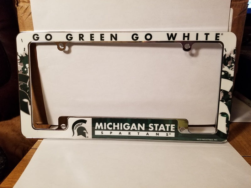 NCAA Michigan State Spartans All Over Chrome License Plate Frame