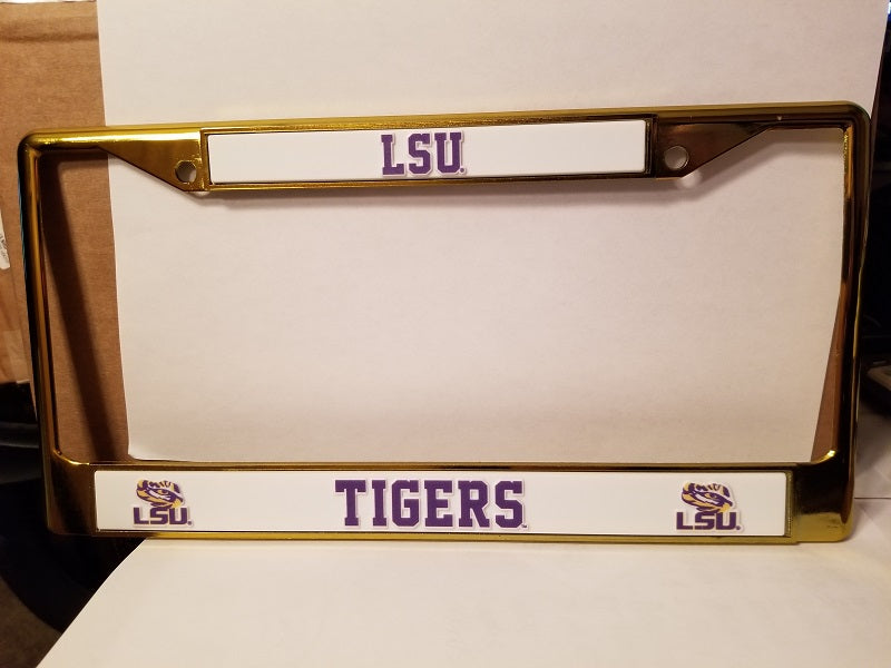 NCAA LSU Tigers Yellow Colored Chrome License Plate Frame