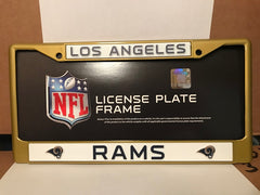 NFL Los Angeles Rams RETRO Gold Colored Chrome License Plate Frame