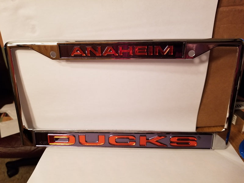 NHL Anaheim Ducks Silver Laser Cut Chrome License Plate Frame