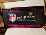 NFL Houston Texans Black Laser Cut Chrome License Plate Frame