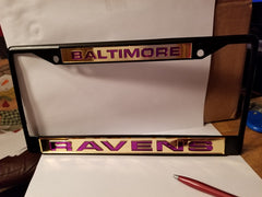 NFL Baltimore Ravens Black Laser Cut Chrome License Plate Frame