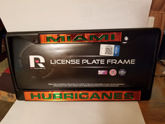 NCAA Miami Hurricanes Black Laser Cut Chrome License Plate Frame